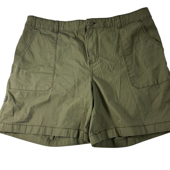 Social Standard by Sanctuary Shorts Womens XXL Green Casual Roll Tab Cuff - Picture 1 of 9